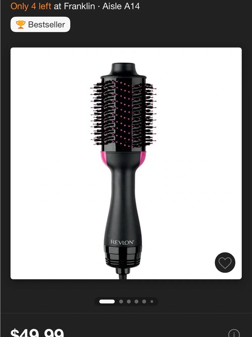 Revlon Hot Air Roundt Brush - Black with Red Accents